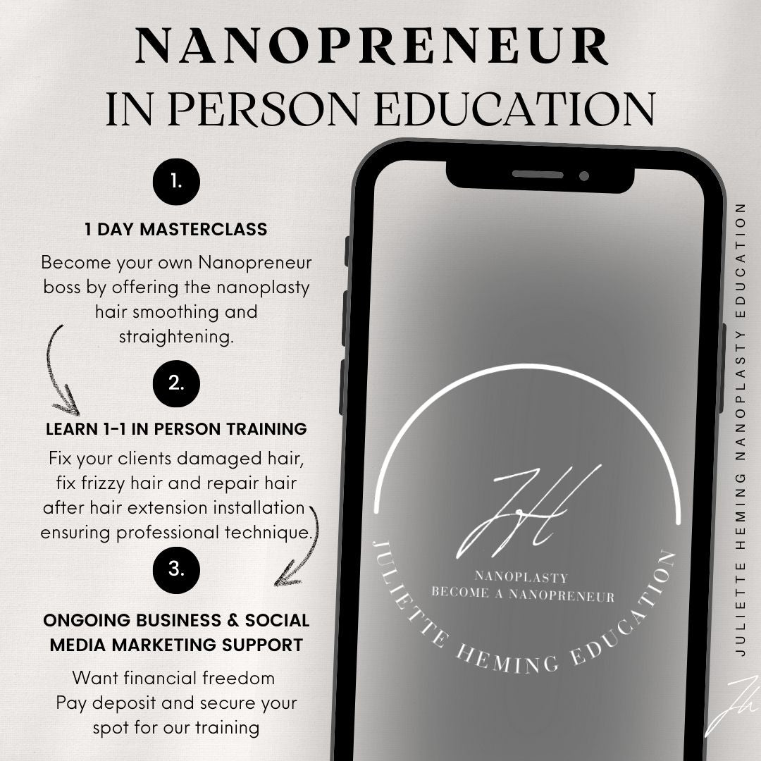 Nanopreneur Nanoplasty Masterclass hands on training in person 1-1 with Juliette Heming 28TH MAY 2024